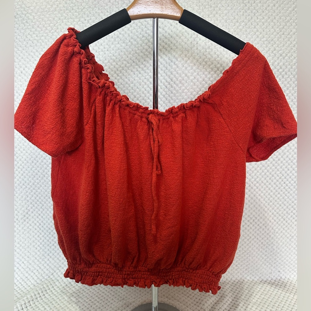 Madewell Orange Off-Shoulder Blouse